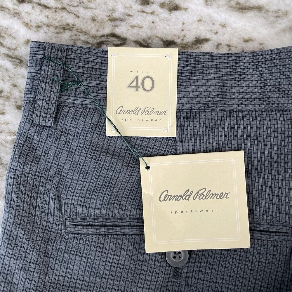 NWT Arnold Palmer‎ Sportsman Microfiber Golf Shorts 40 Pleated Gray Micro Check